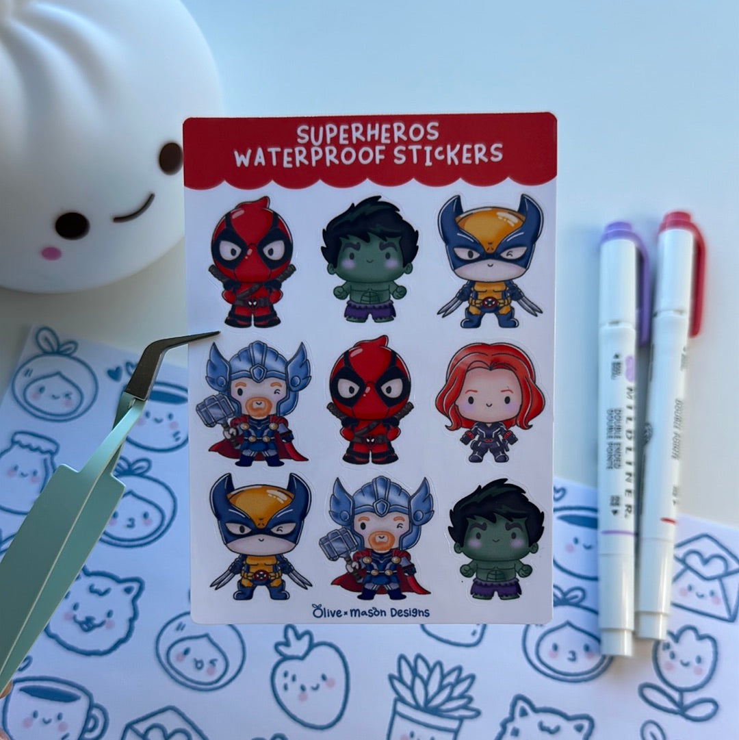 Superhero Vol 3 Waterproof Sticker Sheet