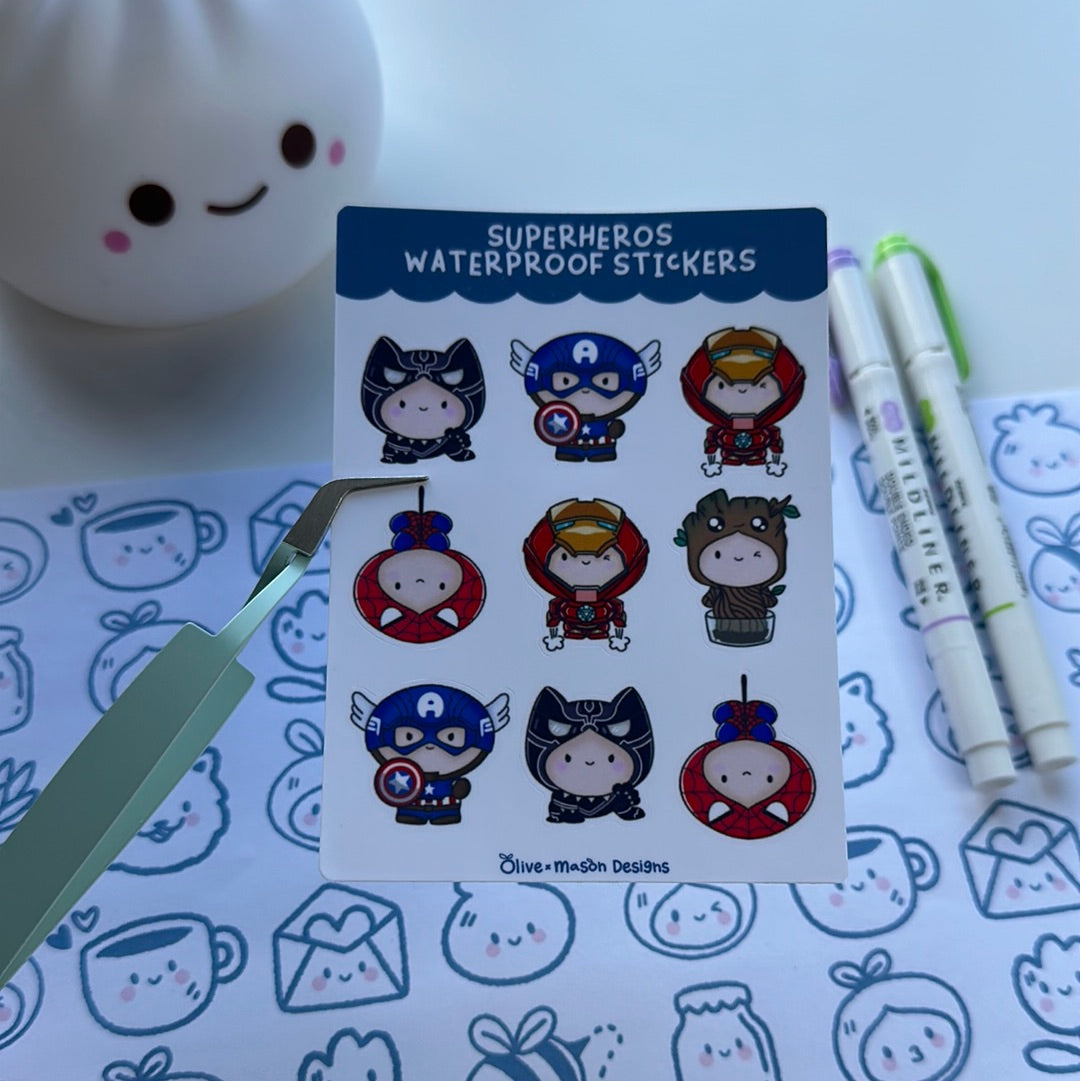 Superhero Vol 1 Waterproof Sticker Sheet