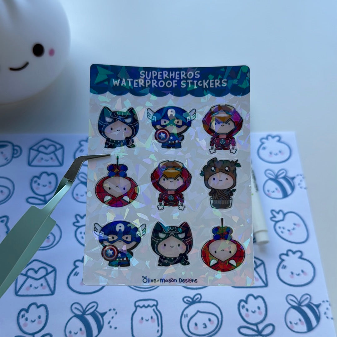 Superhero Vol 1 Waterproof Sticker Sheet